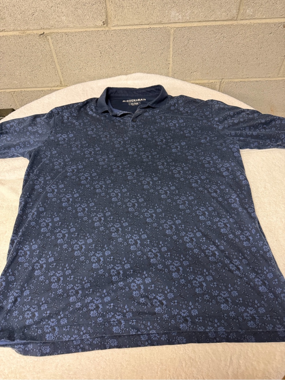 Mizzen+Main Navy Floral Polo Shirt size 2XL cotton blend